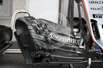 World © Octane Photographic Ltd. Sahara Force India VJM09 front wing detail. Thursday 28th July 2016, F1 German GP Set up, Hockenheim, Germany. Digital Ref :1658LB1D7255