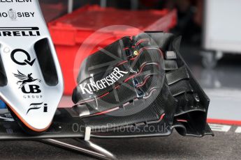 World © Octane Photographic Ltd. Sahara Force India VJM09 front wing detail. Thursday 28th July 2016, F1 German GP Set up, Hockenheim, Germany. Digital Ref :1658LB1D7264