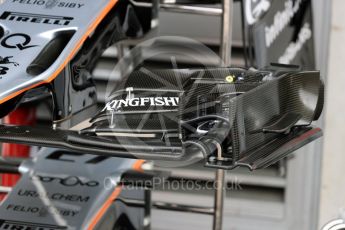 World © Octane Photographic Ltd. Sahara Force India VJM09 front wing detail. Thursday 28th July 2016, F1 German GP Set up, Hockenheim, Germany. Digital Ref :1658LB1D7270