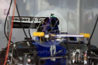 World © Octane Photographic Ltd. Sauber F1 Team C35 Rear wing. Thursday 28th July 2016, F1 German GP Set up, Hockenheim, Germany. Digital Ref :1658LB1D7295