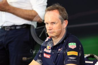 World © Octane Photographic Ltd. F1 German GP FIA Personnel Press Conference, Hockenheim, Germany. Friday 29th July 2016. Paul Monaghan – Red Bull Racing Chief Engineer – Car Engineering. Digital Ref : 1663LB1D0024