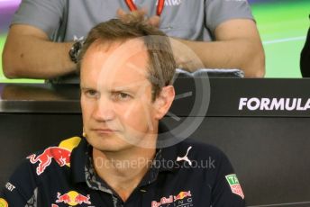 World © Octane Photographic Ltd. F1 German GP FIA Personnel Press Conference, Hockenheim, Germany. Friday 29th July 2016. Paul Monaghan – Red Bull Racing Chief Engineer – Car Engineering. Digital Ref : 1663LB1D9912