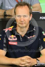 World © Octane Photographic Ltd. F1 German GP FIA Personnel Press Conference, Hockenheim, Germany. Friday 29th July 2016. Paul Monaghan – Red Bull Racing Chief Engineer – Car Engineering. Digital Ref : 1663LB1D9916