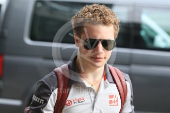 World © Octane Photographic Ltd. Haas F1 Team VF-16 Development driver - Santino Ferrucci. Friday 22nd July 2016, F1 Hungarian GP Paddock, Hungaroring, Hungary. Digital Ref :1638CB1D5915