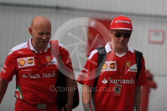 World © Octane Photographic Ltd. Scuderia Ferrari SF16-H – Kimi Raikkonen with personal trainer Mark Arnall. Friday 22nd July 2016, F1 Hungarian GP Paddock, Hungaroring, Hungary. Digital Ref :1638LB1D0169