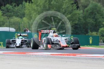World © Octane Photographic Ltd. Haas F1 Team VF-16– Charles Leclerc and Sahara Force India VJM09 - Nico Hulkenberg. Friday 22nd July 2016, F1 Hungarian GP Practice 1, Hungaroring, Hungary. Digital Ref :