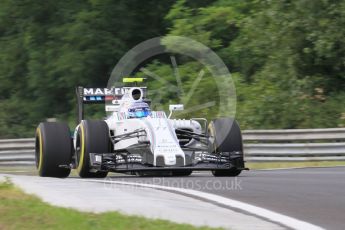 World © Octane Photographic Ltd. Williams Martini Racing, Williams Mercedes FW38 – Valtteri Bottas. Friday 22nd July 2016, F1 Hungarian GP Practice 1, Hungaroring, Hungary. Digital Ref :