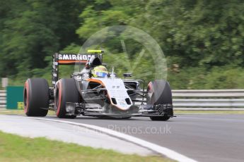 World © Octane Photographic Ltd. Sahara Force India VJM09 - Sergio Perez. Friday 22nd July 2016, F1 Hungarian GP Practice 1, Hungaroring, Hungary. Digital Ref :