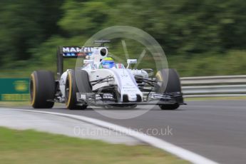 World © Octane Photographic Ltd. Williams Martini Racing, Williams Mercedes FW38 – Felipe Massa. Friday 22nd July 2016, F1 Hungarian GP Practice 1, Hungaroring, Hungary. Digital Ref :