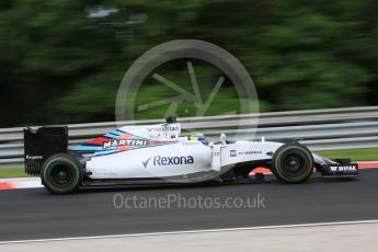 World © Octane Photographic Ltd. Williams Martini Racing, Williams Mercedes FW38 – Felipe Massa. Friday 22nd July 2016, F1 Hungarian GP Practice 1, Hungaroring, Hungary. Digital Ref :
