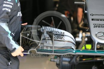 World © Octane Photographic Ltd. Mercedes AMG Petronas W07 Hybrid front wing. Friday 22nd July 2016, F1 Hungarian GP Practice 1, Hungaroring, Hungary. Digital Ref :
