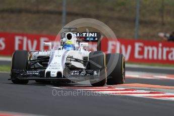 World © Octane Photographic Ltd. Williams Martini Racing, Williams Mercedes FW38 – Felipe Massa. Friday 22nd July 2016, F1 Hungarian GP Practice 1, Hungaroring, Hungary. Digital Ref :