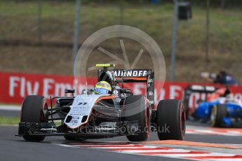 World © Octane Photographic Ltd. Sahara Force India VJM09 - Sergio Perez. Friday 22nd July 2016, F1 Hungarian GP Practice 1, Hungaroring, Hungary. Digital Ref :