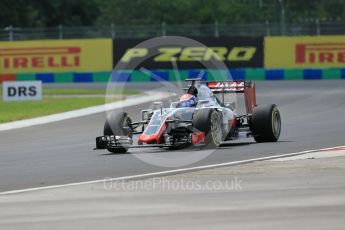 World © Octane Photographic Ltd. Haas F1 Team VF-16 – Romain Grosjean. Friday 22nd July 2016, F1 Hungarian GP Practice 2, Hungaroring, Hungary. Digital Ref : 1641CB1D6546