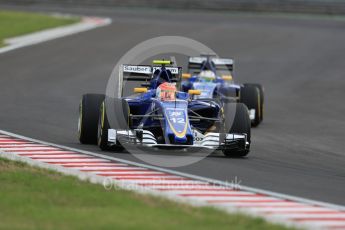 World © Octane Photographic Ltd. Sauber F1 Team C35 – Felipe Nasr and Marcus Ericsson. Friday 22nd July 2016, F1 Hungarian GP Practice 2, Hungaroring, Hungary. Digital Ref : 1641LB1D1604
