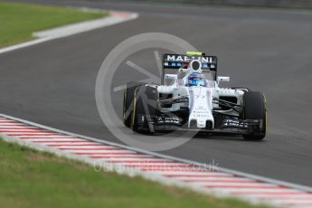 World © Octane Photographic Ltd. Williams Martini Racing, Williams Mercedes FW38 – Valtteri Bottas. Friday 22nd July 2016, F1 Hungarian GP Practice 2, Hungaroring, Hungary. Digital Ref : 1641LB1D1758