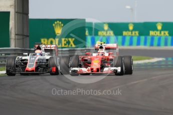 World © Octane Photographic Ltd. Scuderia Ferrari SF16-H – Kimi Raikkonen and Haas F1 Team VF-16 – Romain Grosjean. Saturday 23rd July 2016, F1 Hungarian GP Practice 3, Hungaroring, Hungary. Digital Ref :1647CB1D7608