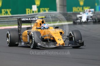 World © Octane Photographic Ltd. Renault Sport F1 Team RS16 – Jolyon Palmer and Williams Martini Racing, Williams Mercedes FW38 – Valtteri Bottas. Saturday 23rd July 2016, F1 Hungarian GP Practice 3, Hungaroring, Hungary. Digital Ref :1647CB1D7637