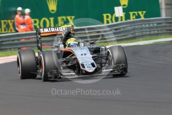 World © Octane Photographic Ltd. Sahara Force India VJM09 - Sergio Perez. Saturday 23rd July 2016, F1 Hungarian GP Practice 3, Hungaroring, Hungary. Digital Ref :1647CB1D7824