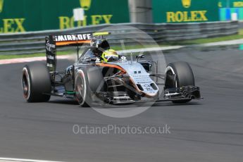 World © Octane Photographic Ltd. Sahara Force India VJM09 - Sergio Perez. Saturday 23rd July 2016, F1 Hungarian GP Practice 3, Hungaroring, Hungary. Digital Ref :1647CB1D7898