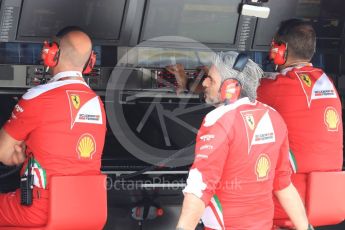 World © Octane Photographic Ltd. Scuderia Ferrari - Maurizio Arrivabenel. Saturday 23rd July 2016, F1 Hungarian GP Practice 3, Hungaroring, Hungary. Digital Ref : 1647LB1D3103