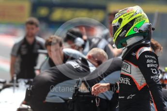 World © Octane Photographic Ltd. Sahara Force India VJM09 - Sergio Perez. Saturday 23rd July 2016, F1 Hungarian GP Practice 3, Hungaroring, Hungary. Digital Ref : 1647LB1D3860