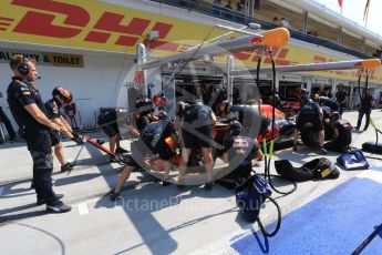 World © Octane Photographic Ltd. Red Bull Racing RB12 team practicing a pit stop. Saturday 23rd July 2016, F1 Hungarian GP Practice 3, Hungaroring, Hungary. Digital Ref : 1647LB2D9965