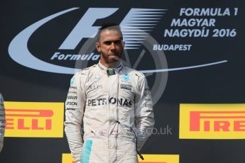World © Octane Photographic Ltd. Mercedes AMG Petronas W07 Hybrid – Lewis Hamilton. Sunday 24th July 2016, F1 Hungarian GP Podium, Hungaroring, Hungary. Digital Ref :