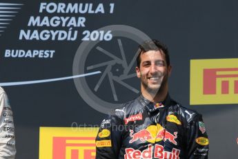 World © Octane Photographic Ltd. Red Bull Racing RB12 – Daniel Ricciardo. Sunday 24th July 2016, F1 Hungarian GP Podium, Hungaroring, Hungary. Digital Ref :