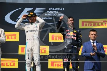 World © Octane Photographic Ltd. Mercedes AMG Petronas W07 Hybrid – Lewis Hamilton. Sunday 24th July 2016, F1 Hungarian GP Podium, Hungaroring, Hungary. Digital Ref :