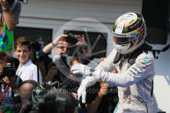 World © Octane Photographic Ltd. Mercedes AMG Petronas W07 Hybrid – Lewis Hamilton. Sunday 24th July 2016, F1 Hungarian GP Parc Ferme, Hungaroring, Hungary. Digital Ref :