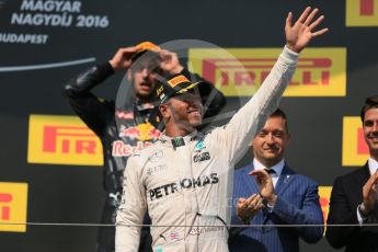 World © Octane Photographic Ltd. Mercedes AMG Petronas W07 Hybrid – Lewis Hamilton. Sunday 24th July 2016, F1 Hungarian GP Podium, Hungaroring, Hungary. Digital Ref :