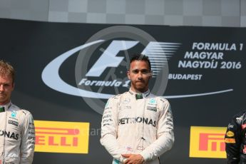 World © Octane Photographic Ltd. Mercedes AMG Petronas W07 Hybrid – Lewis Hamilton. Sunday 24th July 2016, F1 Hungarian GP Podium, Hungaroring, Hungary. Digital Ref :