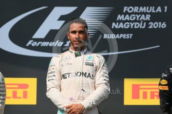 World © Octane Photographic Ltd. Mercedes AMG Petronas W07 Hybrid – Lewis Hamilton. Sunday 24th July 2016, F1 Hungarian GP Podium, Hungaroring, Hungary. Digital Ref :