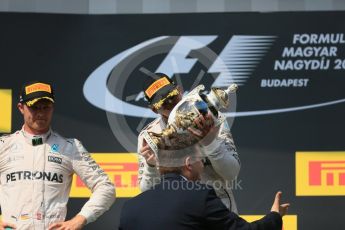 World © Octane Photographic Ltd. Mercedes AMG Petronas W07 Hybrid – Lewis Hamilton. Sunday 24th July 2016, F1 Hungarian GP Podium, Hungaroring, Hungary. Digital Ref :