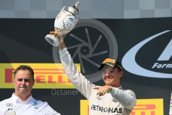 World © Octane Photographic Ltd. Mercedes AMG Petronas W07 Hybrid – Nico Rosberg. Sunday 24th July 2016, F1 Hungarian GP Podium, Hungaroring, Hungary. Digital Ref :