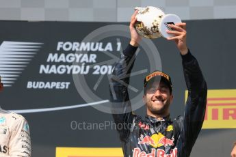 World © Octane Photographic Ltd. Red Bull Racing RB12 – Daniel Ricciardo. Sunday 24th July 2016, F1 Hungarian GP Podium, Hungaroring, Hungary. Digital Ref :