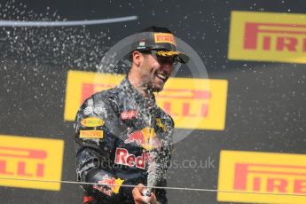 World © Octane Photographic Ltd. Red Bull Racing RB12 – Daniel Ricciardo. Sunday 24th July 2016, F1 Hungarian GP Podium, Hungaroring, Hungary. Digital Ref :