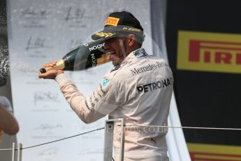 World © Octane Photographic Ltd. Mercedes AMG Petronas W07 Hybrid – Lewis Hamilton. Sunday 24th July 2016, F1 Hungarian GP Podium, Hungaroring, Hungary. Digital Ref :