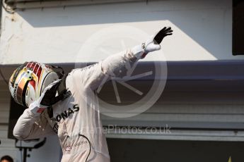 World © Octane Photographic Ltd. Mercedes AMG Petronas W07 Hybrid – Lewis Hamilton. Sunday 24th July 2016, F1 Hungarian GP Parc Ferme, Hungaroring, Hungary. Digital Ref :