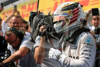 World © Octane Photographic Ltd. Mercedes AMG Petronas W07 Hybrid – Lewis Hamilton. Sunday 24th July 2016, F1 Hungarian GP Parc Ferme, Hungaroring, Hungary. Digital Ref :