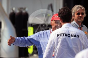 World © Octane Photographic Ltd. Mercedes AMG Petronas - Niki Lauda. Sunday 24th July 2016, F1 Hungarian GP Parc Ferme, Hungaroring, Hungary. Digital Ref :