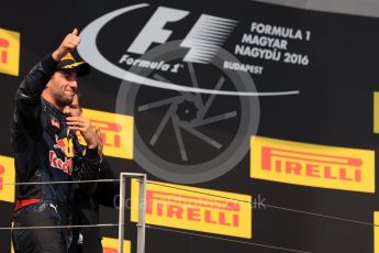 World © Octane Photographic Ltd. Red Bull Racing RB12 – Daniel Ricciardo. Sunday 24th July 2016, F1 Hungarian GP Podium, Hungaroring, Hungary. Digital Ref :