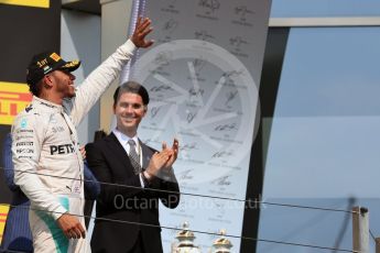 World © Octane Photographic Ltd. Mercedes AMG Petronas W07 Hybrid – Lewis Hamilton. Sunday 24th July 2016, F1 Hungarian GP Podium, Hungaroring, Hungary. Digital Ref :