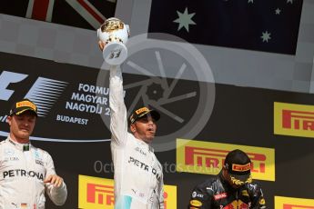 World © Octane Photographic Ltd. Mercedes AMG Petronas W07 Hybrid – Lewis Hamilton. Sunday 24th July 2016, F1 Hungarian GP Podium, Hungaroring, Hungary. Digital Ref :
