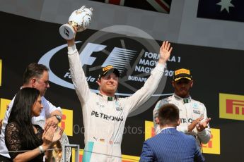 World © Octane Photographic Ltd. Mercedes AMG Petronas W07 Hybrid – Lewis Hamilton. Sunday 24th July 2016, F1 Hungarian GP Podium, Hungaroring, Hungary. Digital Ref :