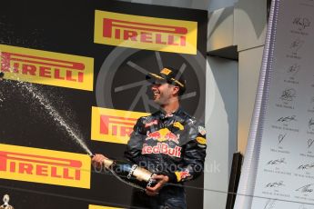 World © Octane Photographic Ltd. Red Bull Racing RB12 – Daniel Ricciardo. Sunday 24th July 2016, F1 Hungarian GP Podium, Hungaroring, Hungary. Digital Ref :
