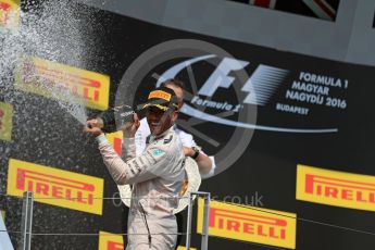 World © Octane Photographic Ltd. Mercedes AMG Petronas W07 Hybrid – Lewis Hamilton. Sunday 24th July 2016, F1 Hungarian GP Podium, Hungaroring, Hungary. Digital Ref :
