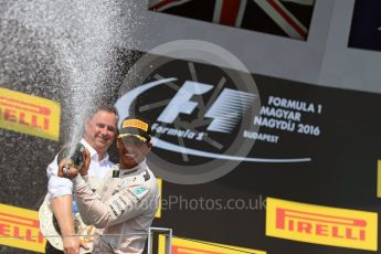 World © Octane Photographic Ltd. Mercedes AMG Petronas W07 Hybrid – Lewis Hamilton. Sunday 24th July 2016, F1 Hungarian GP Podium, Hungaroring, Hungary. Digital Ref :