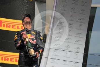 World © Octane Photographic Ltd. Red Bull Racing RB12 – Daniel Ricciardo. Sunday 24th July 2016, F1 Hungarian GP Podium, Hungaroring, Hungary. Digital Ref :